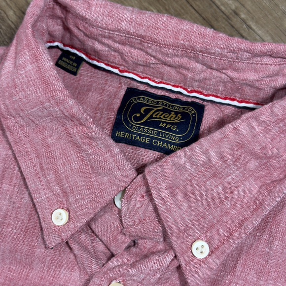 Jachs New York Shirt Men's Medium Pink Short Sleeve Classic Workwear Button-Down - Picture 4 of 9